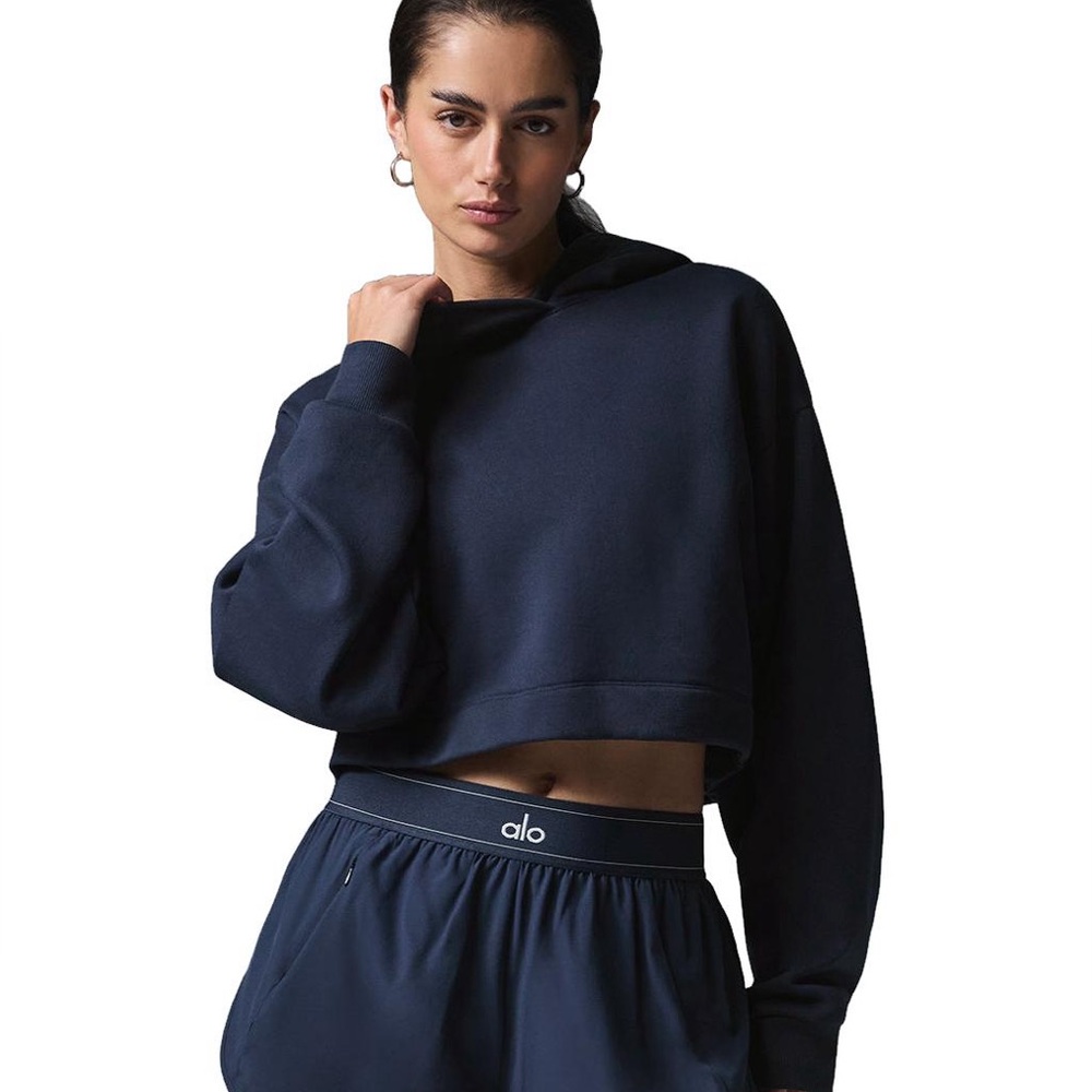 Alo cropped hoodie navy